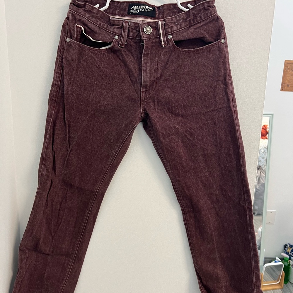 burgundy jeans